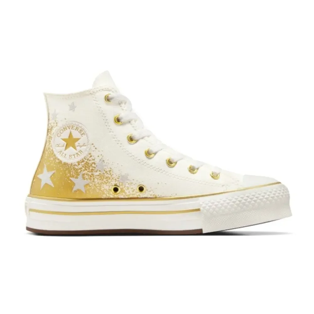 CONVERSE Chuck Taylor All Star EVA Lift Platform Shoes White Gold Kids Size US 2